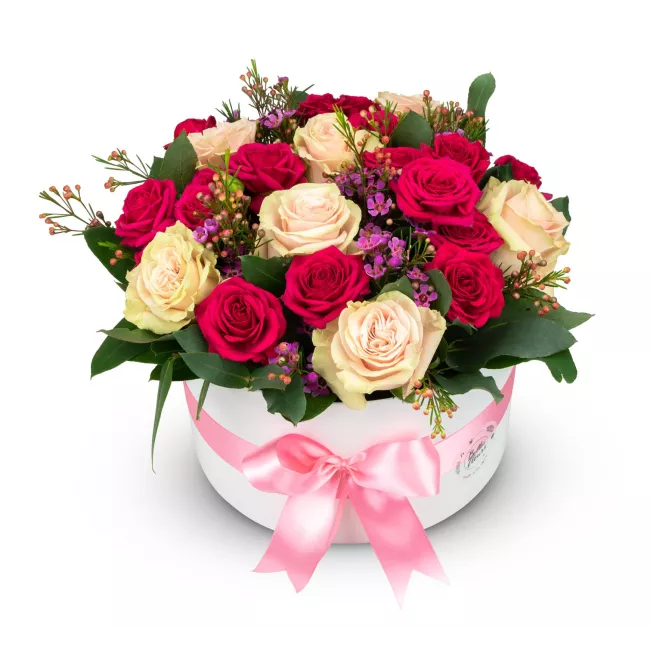 Box růžových růží